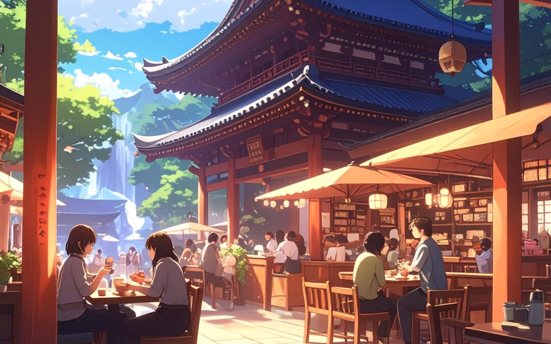 在寺庙咖啡馆里品味——佛前，一杯茶，一口的宁静