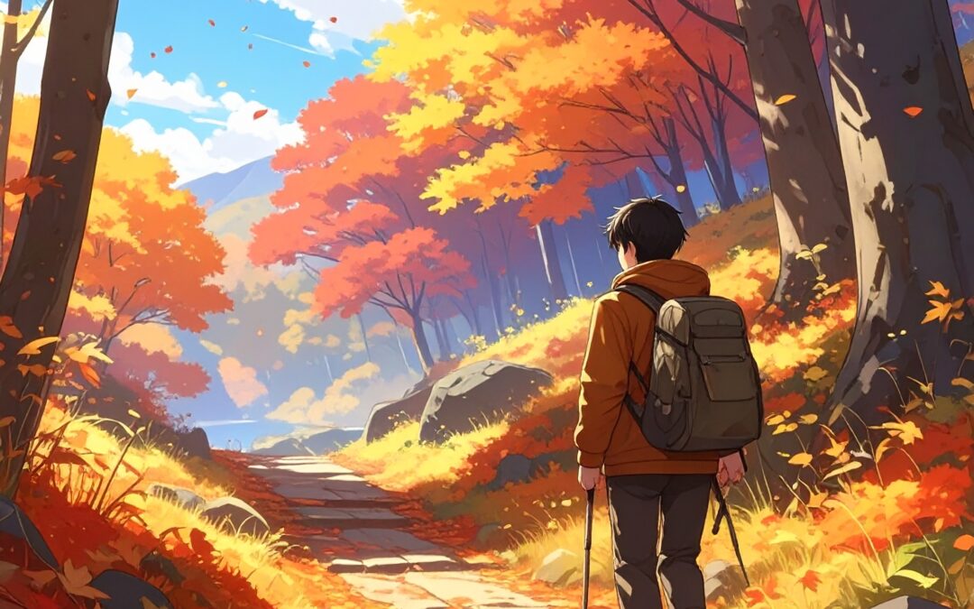 创作秋日红叶与树叶艺术