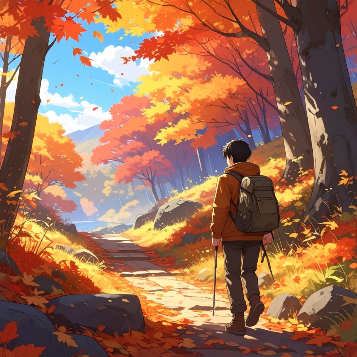 创作秋日红叶与树叶艺术