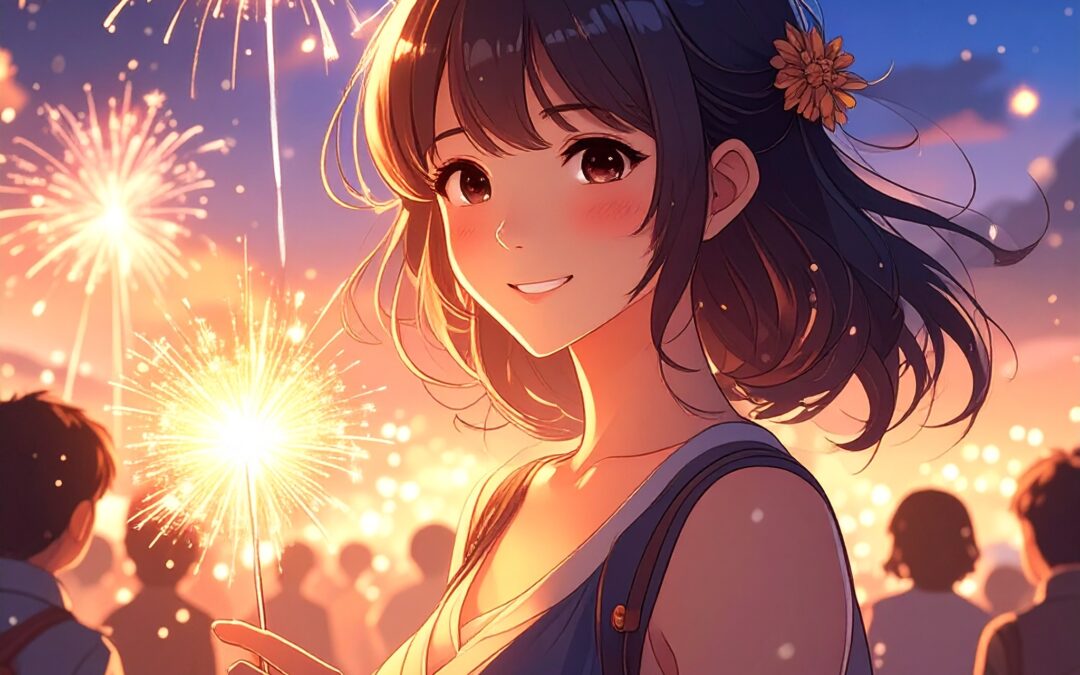 围坐在线香烟花旁时光