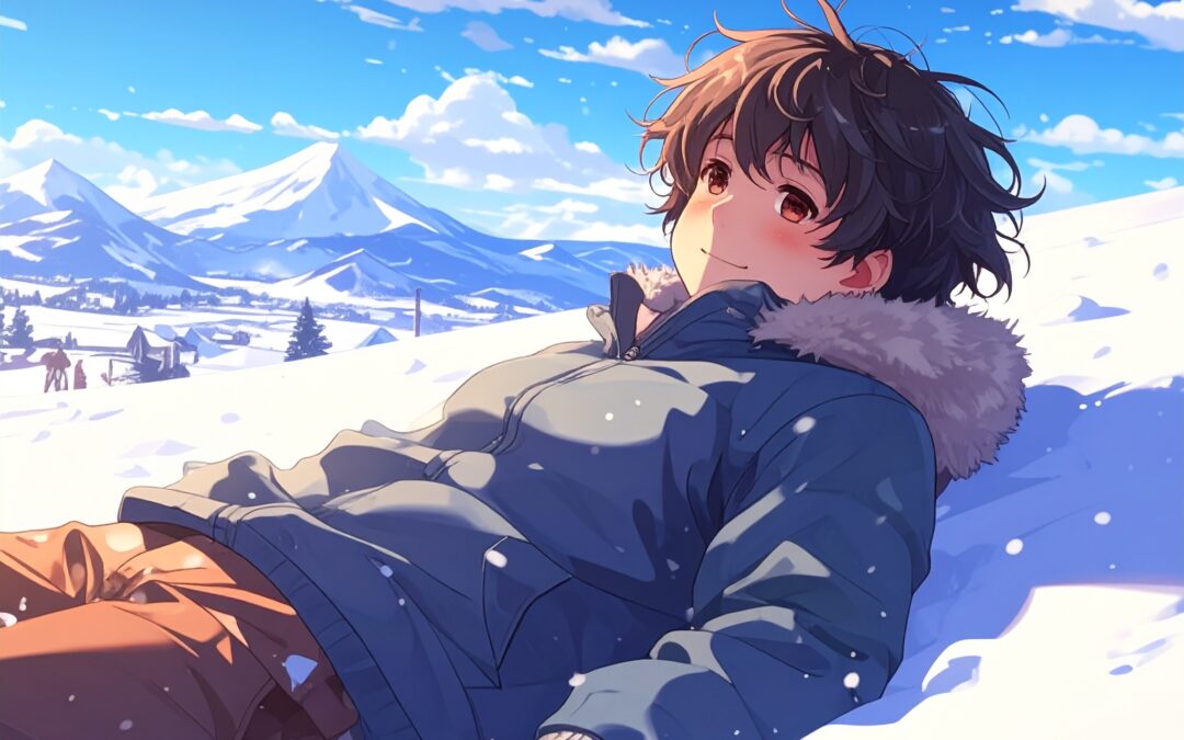 在雪地上躺下的一天